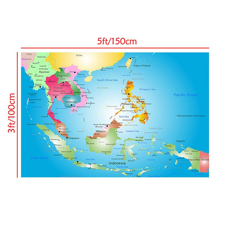 Many Styles The Southeast Asia Map,Chinese/English Bilingual,Wall Map Poster,Home School Classroom Decor,Travel Supplies