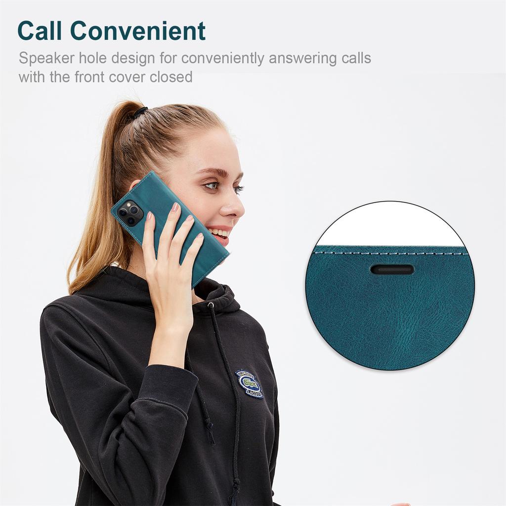 iPhone 11 Pro Max Vintage Leather Flip Wallet Case with RFID Blocking Card Slot, Matte Retro Folio Cover for Women Men (4 Colors)