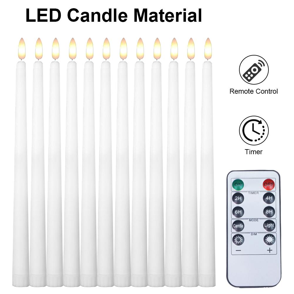 6/12Pcs LED Flameless Taper Candles Lights Battery Powered Flickering Flameless LED Taper Candles Light for Home Wedding Party