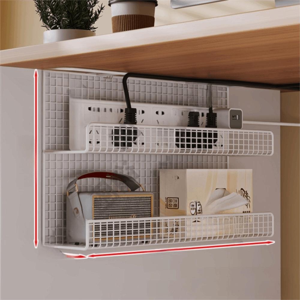 Adjustable Under-desk Cable Management Tray with Clamp Metal Desk Cable Organizer No Drill Wire Socket Storage Home