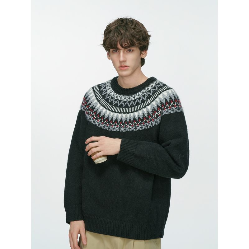 Dream Made Fair Isle Christmas Jacquard Old Money Sweater for Men, Autumn and Winter Thickened Lazy Style Couple Knitwear