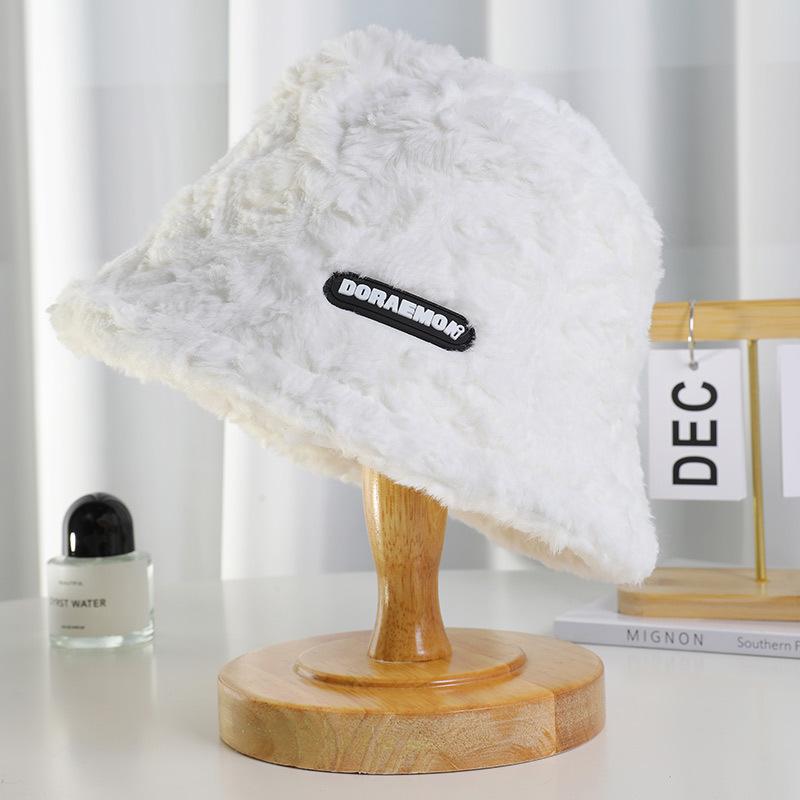 Versatile Warm Japanese Bucket Basin Hat Trendy Hat Women's Autumn and Winter New Imitation Plush Bucket Hat Shows Small Face