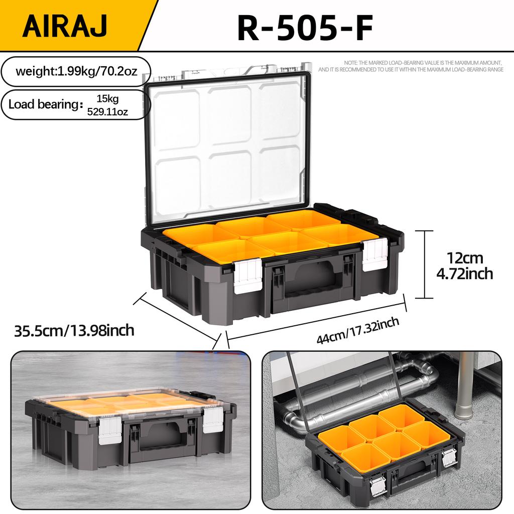 AIRAJ Stackable Modular Combo Toolbox Set -Portable Combo ToolBox with Wheels for Space-Saving Modular Assembly & Easy Mobility!