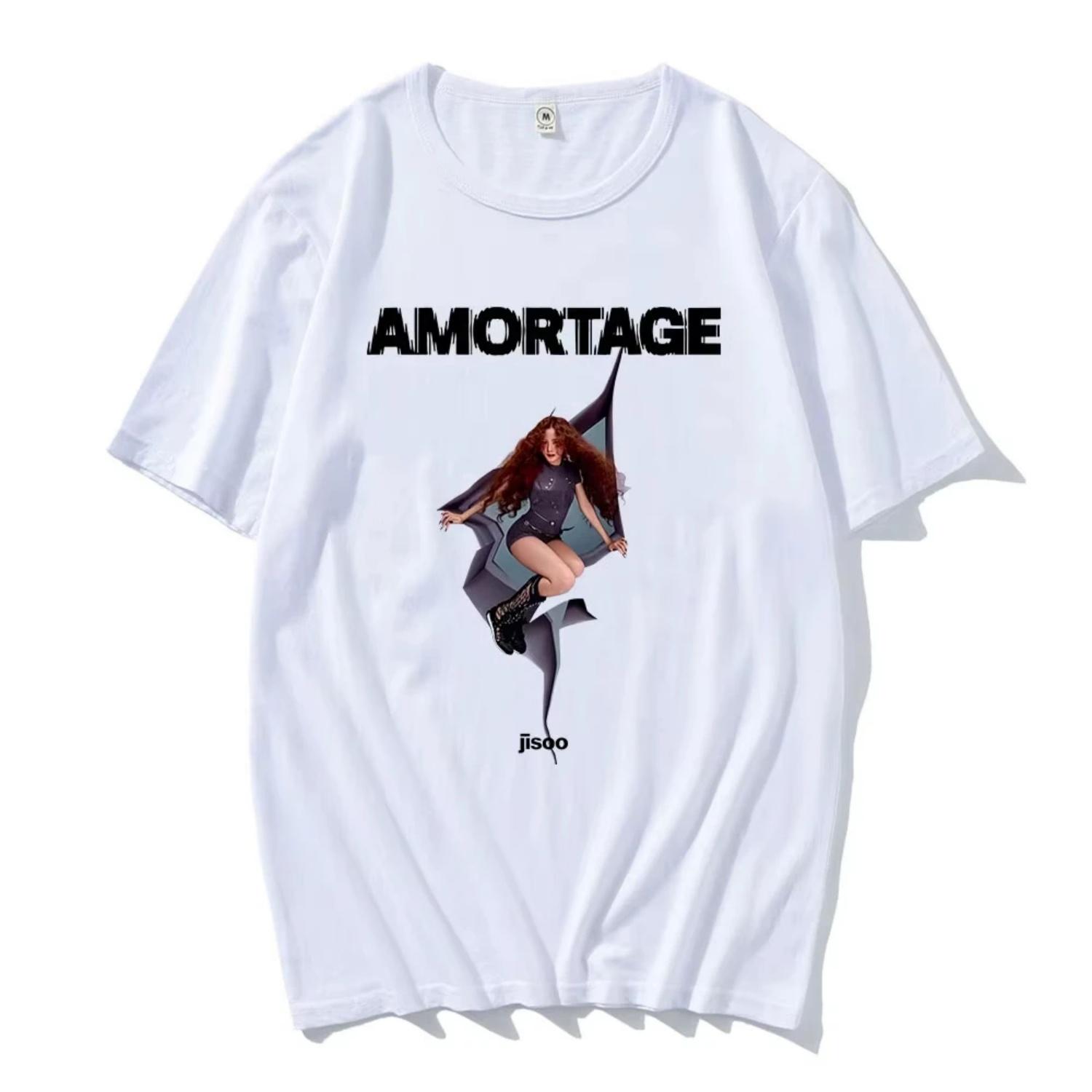 

Стритвир Корейская певица JISOO AMORTAGE Футболка Ropa Hombre Хип-хоп Футболки Повседневные Мужские Хлопковые Футболки Хип-хоп Модные Футболки S чёрный