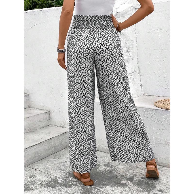 VEZFAA Women's Fashion Casual Plaid Print High Waist Trousers Pants & Capris
