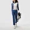 Fila Golf Series Striped Letter Long Sleeve Knit Top Women Tops Deep-Elegant-Blue A11W445407F-DB