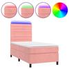 Sommier tapissier avec matelas - Maison Exclusive - 90x200 cm - Velours rose - LED colorée