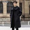 Men's Mid-Length Hooded Windproof Trench Coat