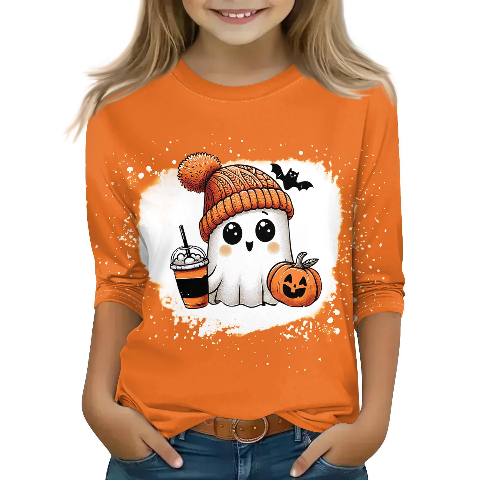 

Топы с принтом для девочек 5-16 лет с круглым вырезом и рукавами 3/4 Футболки Модные топы Наряды Футболки 160 жёлтый