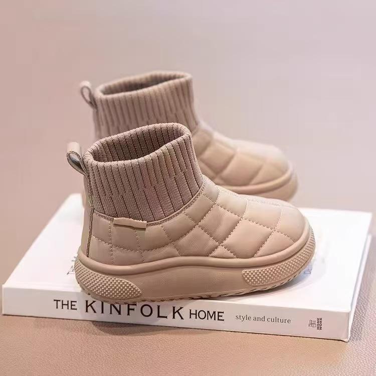 Children's Cotton Boots Short Boots 2025 Winter New Girls' Shoes Warm Children's Snow Boots Velvet Boys' Outdoor Leather Boots