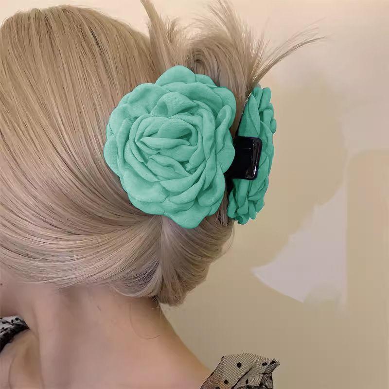 1pc Rose fabric flower claw clip, Amazon popular hair accessory, hair tie, ponytail claw, versatile ball head claw clip