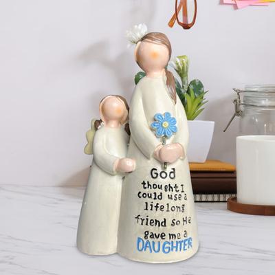 Resin Angel Figurine Mother Daughter Angel Statue Tabletop Ornament Mother Daughter Love Symbol Gift Ornament for Home Decor