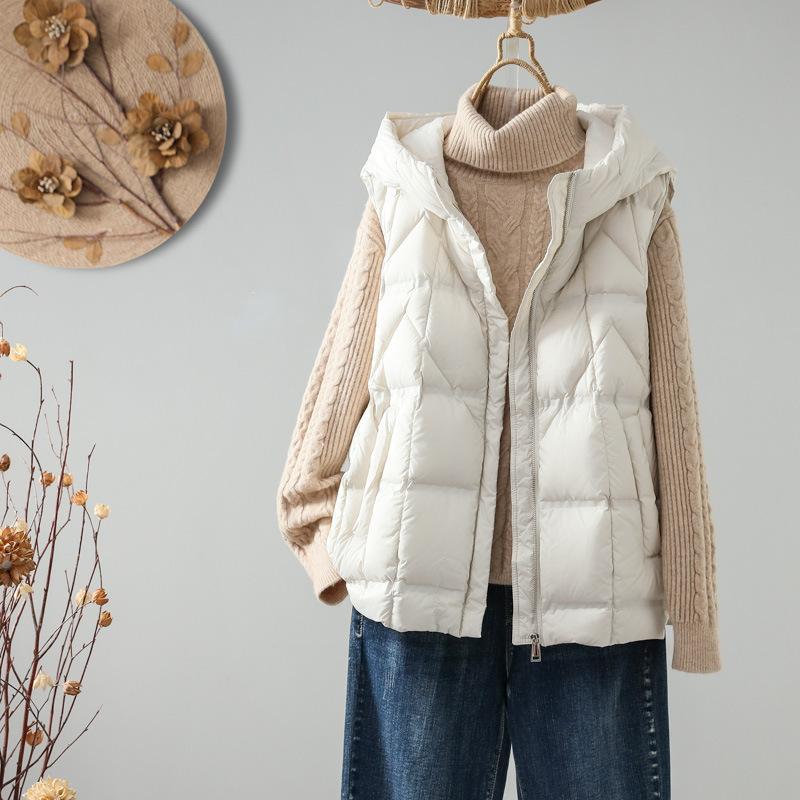 Autumn and Winter New White Duck Down Down Vest Women's Light Down Jacket Vest Vest Vest Outer Wear Vest Jacket Tide