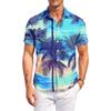 Mens Hawaiian Shirt Button Down Shirt Men Short Sleeve Button Down Men Beach Shirts for Men with Tree Print