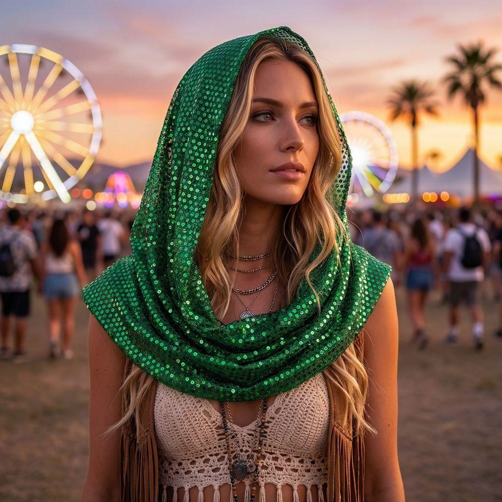 Solid Color Sequin Hooded Headscarf Breathable Soft Sequin Head Wraps Fashion Hijab Spring Summer