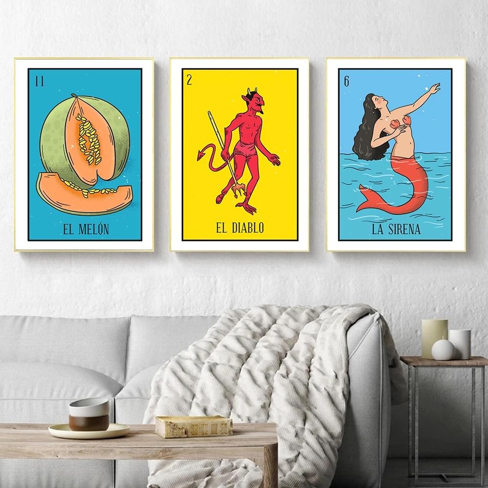 Abstract Mexican Tarot Poster and Prints Nordic Wall Art Pictures Colorful Lottery Canvas Painting for Living Room Home Decor