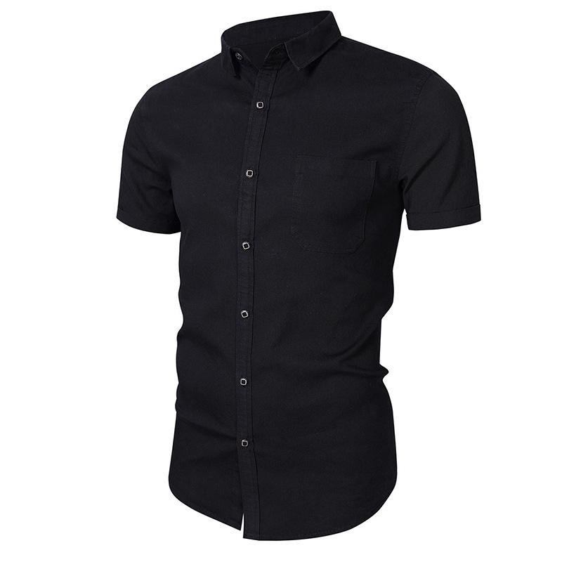 Men S Short Sleeve Denim Shirt Casual Summer Wrinkle Resistant S чёрный