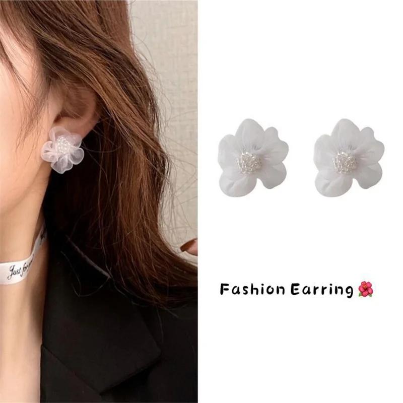Nuevos Pendientes de Moda con Diseño Dulce, Flor de Esmalte Azul y Rosa, Lujo Ligero, Gama Alta, Regalos de Fiesta para Mujeres, Joyería
