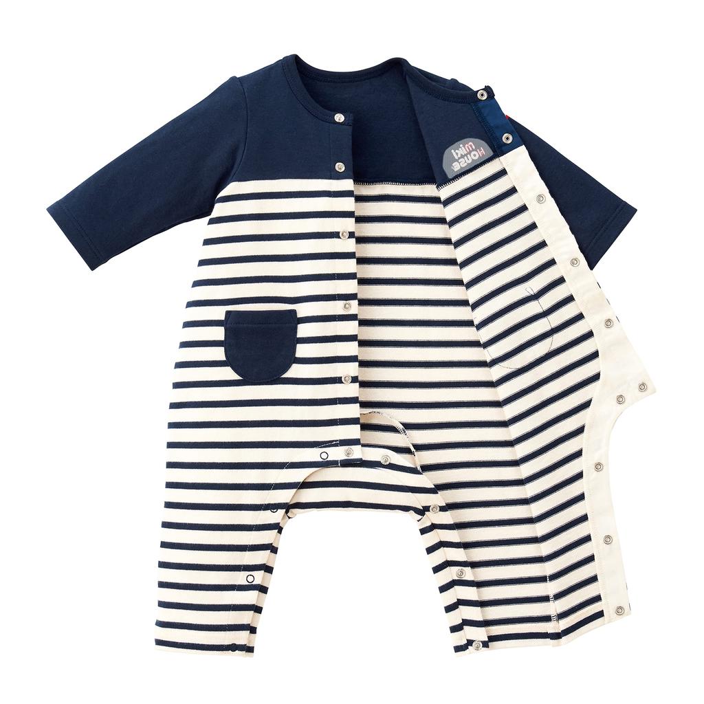 MIKI HOUSE Baby Coverall Romper for Boys and Size Navy Girls, 80cm, Blue, 43-1201-384