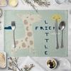 Children's Cute Animal Style Pattern Placemat Cotton Linen Fabric Table Mats Family Dinner Tableware Kitchen Table Mat 30X45cm