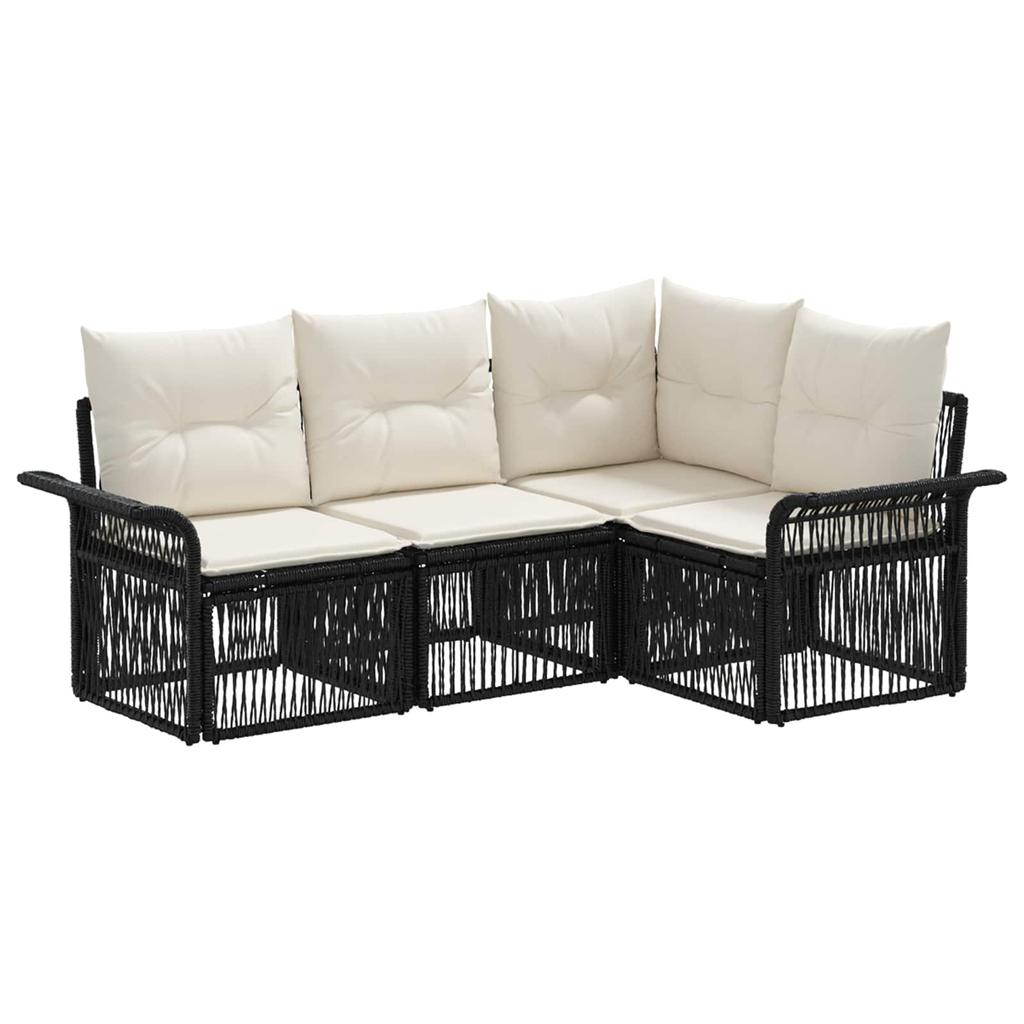 Garden Sofa Set 4 Pcs Black Poly Rattan