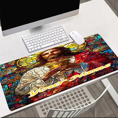 1PC Custom Name Glass Jesus Chalice Mouse Pad, Keyboard and Mouse Desk Pad, for Computer Notebook  Birthday Gift For Any Room Or Office