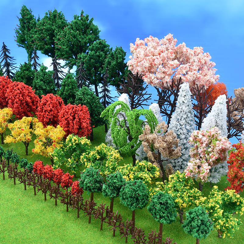 Mini DIY Model Train Landscape Tree Set - Simulated Plastic Trees for Sand Table Crafting
