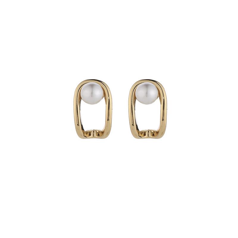 2025 Korean Style Pearl Arc Stud Earrings: Chic & Versatile, Women's Trendy Minimalist Design