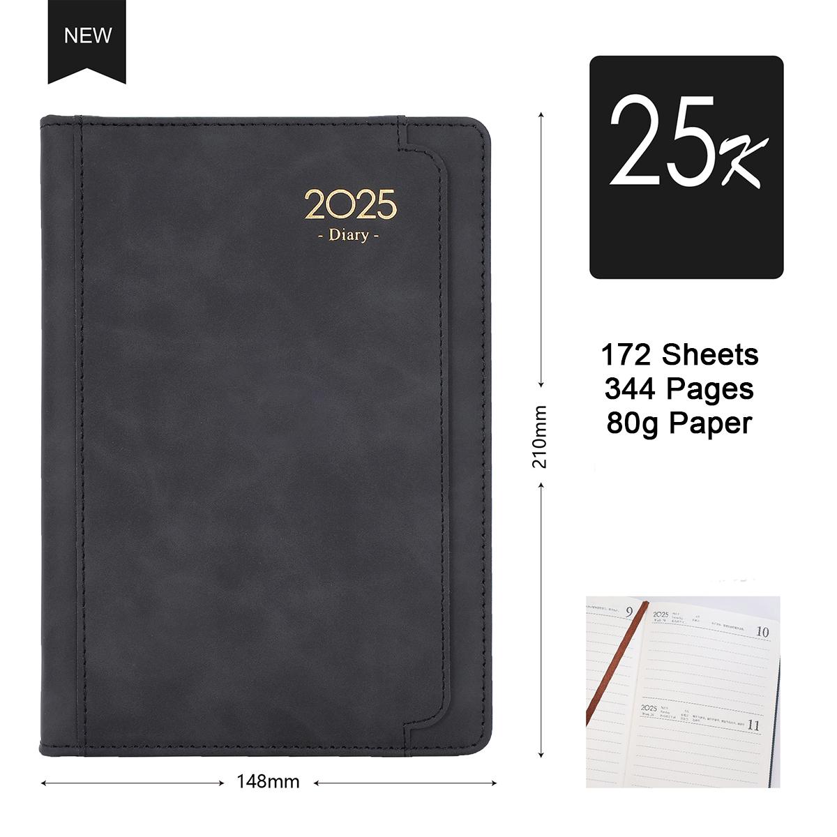 

А5, утолщенная кожа, деловой блокнот на 2025 год, с отрывными листами, ежедневник для студентов, дневник учета на 365 дней, блокнот, заметки, 172 листа A5