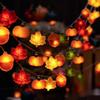 Halloween Kürbis & Ahornblatt LED Lichterkette – Festliche, Bunte Hängedekoration