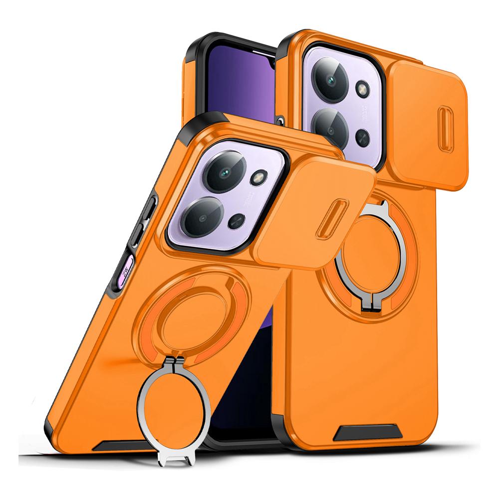 KEYSION 360° Ring Stand Phone Case for Redmi 15C 171 173mm Slide Camera Protection Magnetic Shockproof Cover for Xiaomi POCO C85