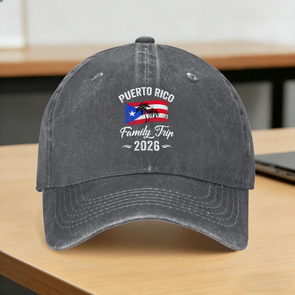 Puerto Rico Family Trip Vacation Washed Baseball Cap yk Funny Sun Trucker Hat Spring Unisex Unisex Hunting Snapback Cap