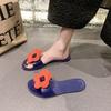 Fashion versatile flower one-word cool slippers beach beach flat bottom comfortable casual cool slippers 2025 summer and autumn new