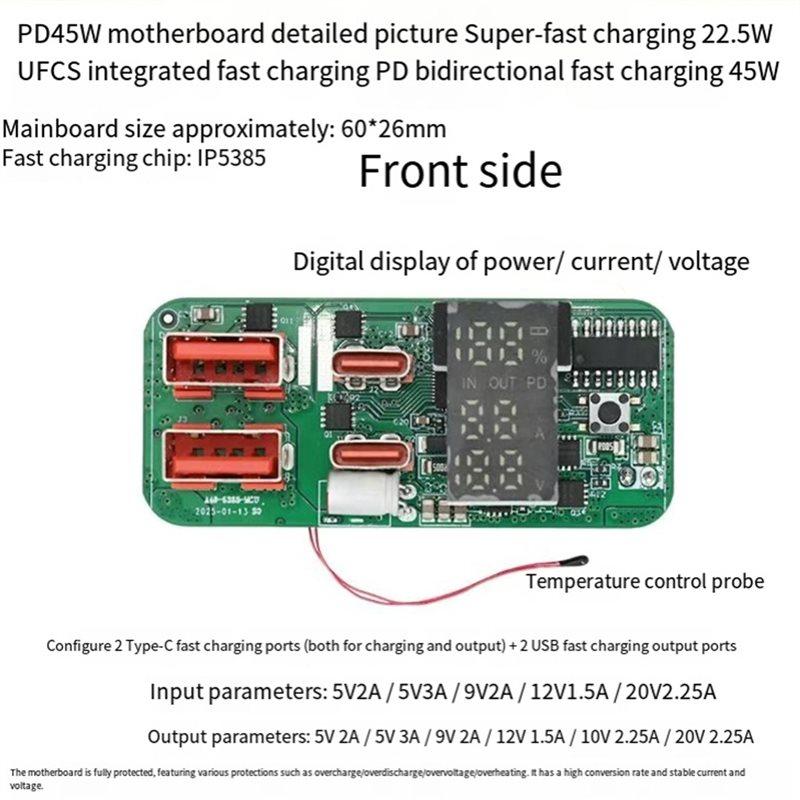 ABGI-PD45W 3S Bidirectional Fast Charging Power Bank Mainboard With Battery Protection LED Display DIY Charging Module