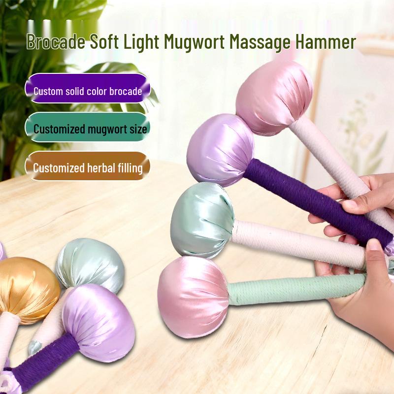 Year of the Horse Mugwort Meridian Massage Hammer - Solid Color Brocade Multifunctional Health Gift