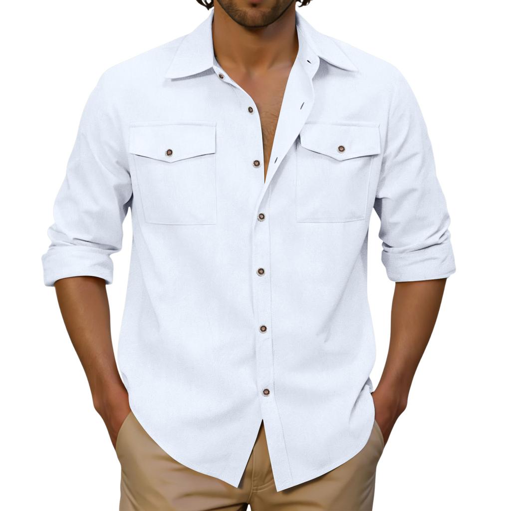 Men's Casual Outdoor Collared Corduroy Long-Sleeve Shirt