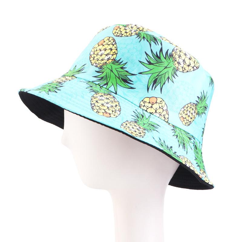 Summer fashion double-sided fruit printed pot hat, summer sun hat, outdoor travel sun hat JDPM -