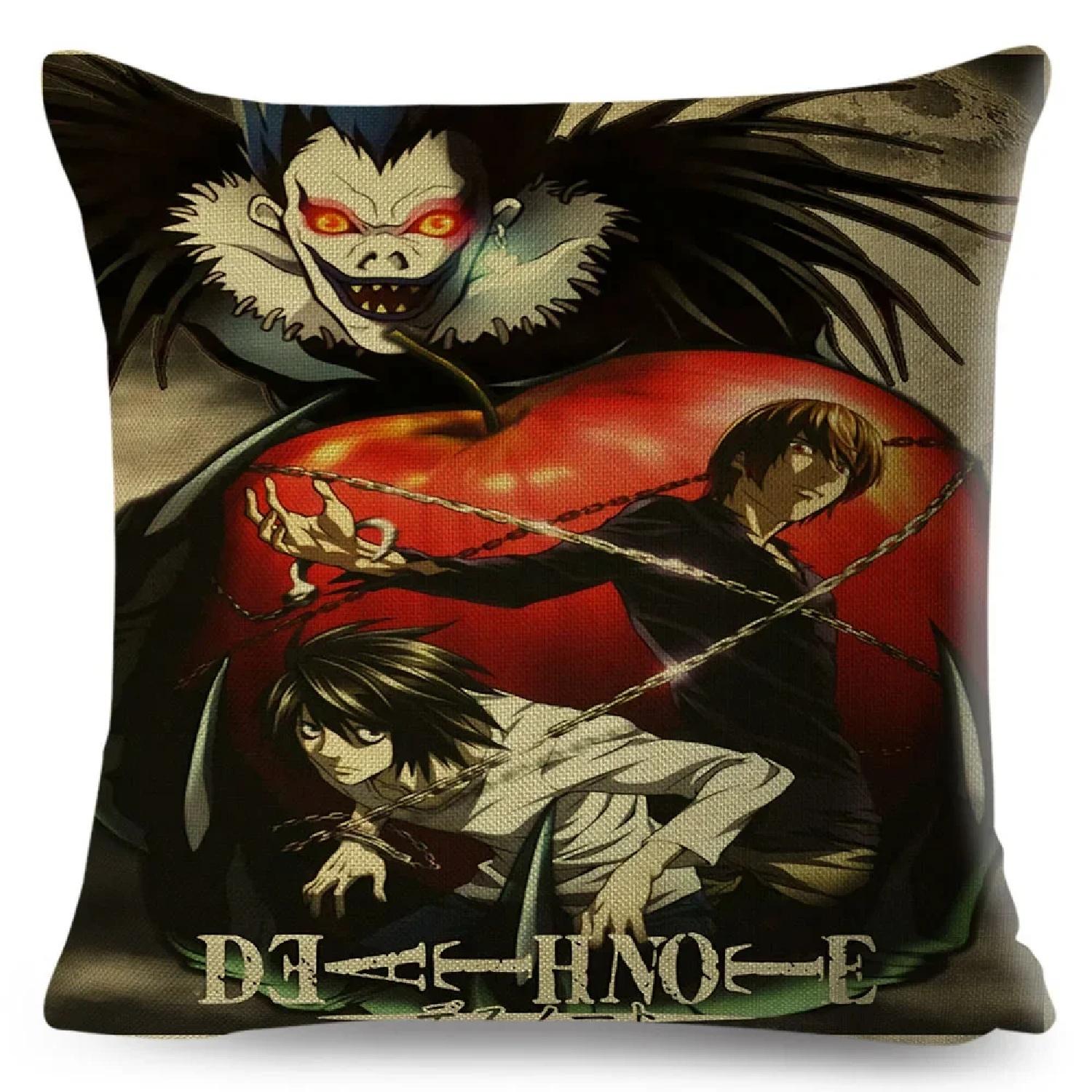 

Death Note Cushion Decor Cartoon Classic Anime Print Pillow Case Polyester Pillowcase for Sofa Home Children Room , 66x66cm