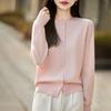 Chic Women's 100% Wool Cardigan: Round Neck, Button-Up, Slimming, Versatile for Autumn/Winter 2026