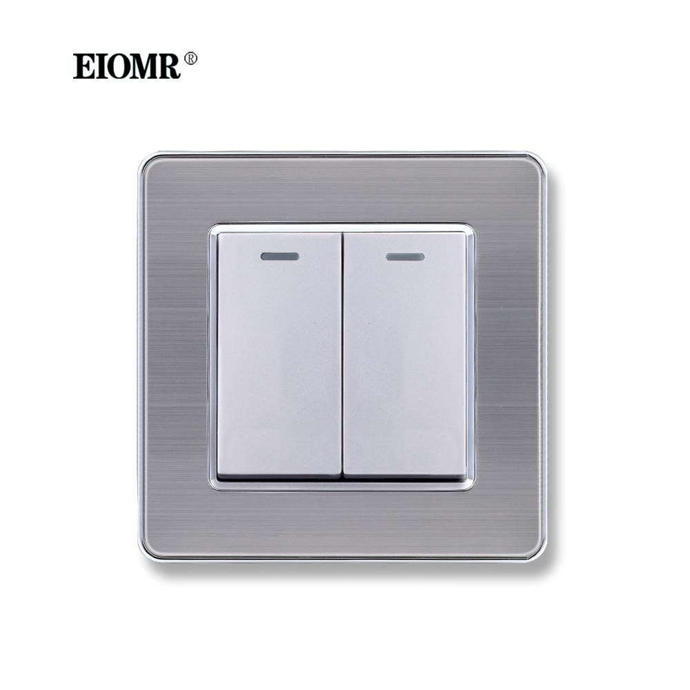 EIOMR EU/UK Standard Lichtschalter 16A 250V 2-fach 1-Wege / 2-Wege Wippschalter Großes Panel Luxus Wandtaster Unterputzschalter