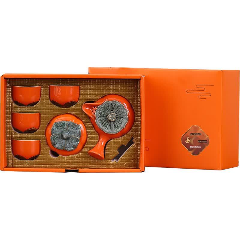 DZ JIA Persimmon Good Fortune Ceramic Tea Set Gift