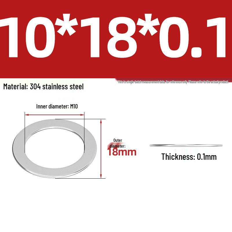 304 Stainless Steel Ultra-Thin Flat Washers - Available in Thickness: 0.1mm, 0.2mm, 0.3mm, 0.5mm
