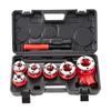 Ratsche Rohrschneider-Set, 1/4" NPT - 1-1/4" NPT Manuelles Ratschen-Rohrschneider, Tragbares Rohrschneidwerkzeug-Set mit 6 Stück NPT-Schneidköpfen, Aufbewahrungskoffer