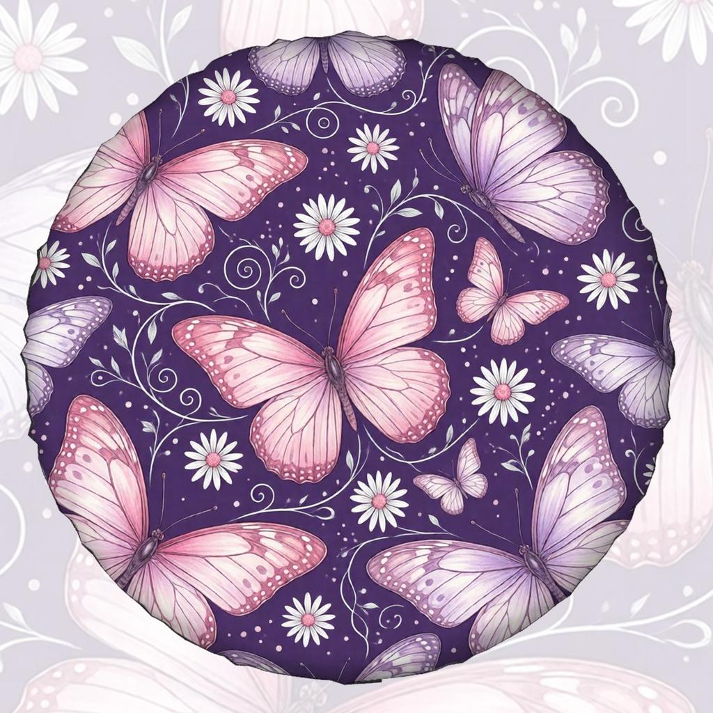 Butterfly Flower Swirl Spare Tire Cover Waterproof Wheel Protector for SUV Truck Camper