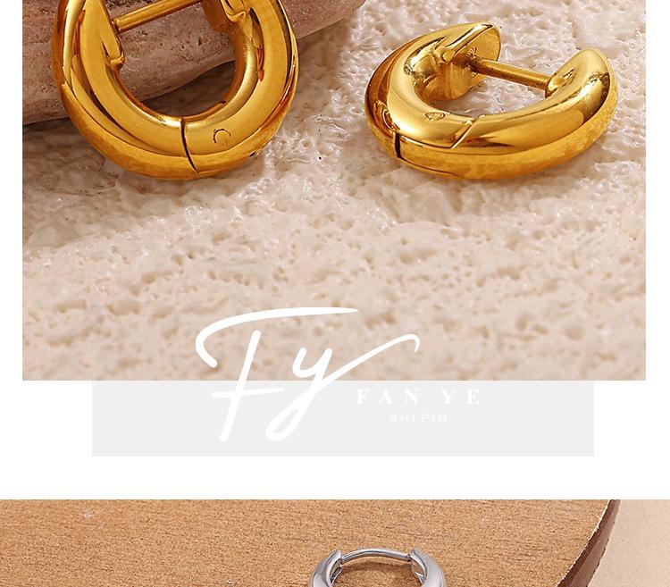 Minimalist Geometric Circle 18K Gold Plated Stainless Steel Hoop Earrings - Women's Light Luxury, Cold Style Jewelry