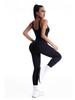 Seamless Ribbed V-Neck Backless Jumpsuit with Double Straps - Women’s Sport Body Shaping & Butt Lifting Yoga Suit
