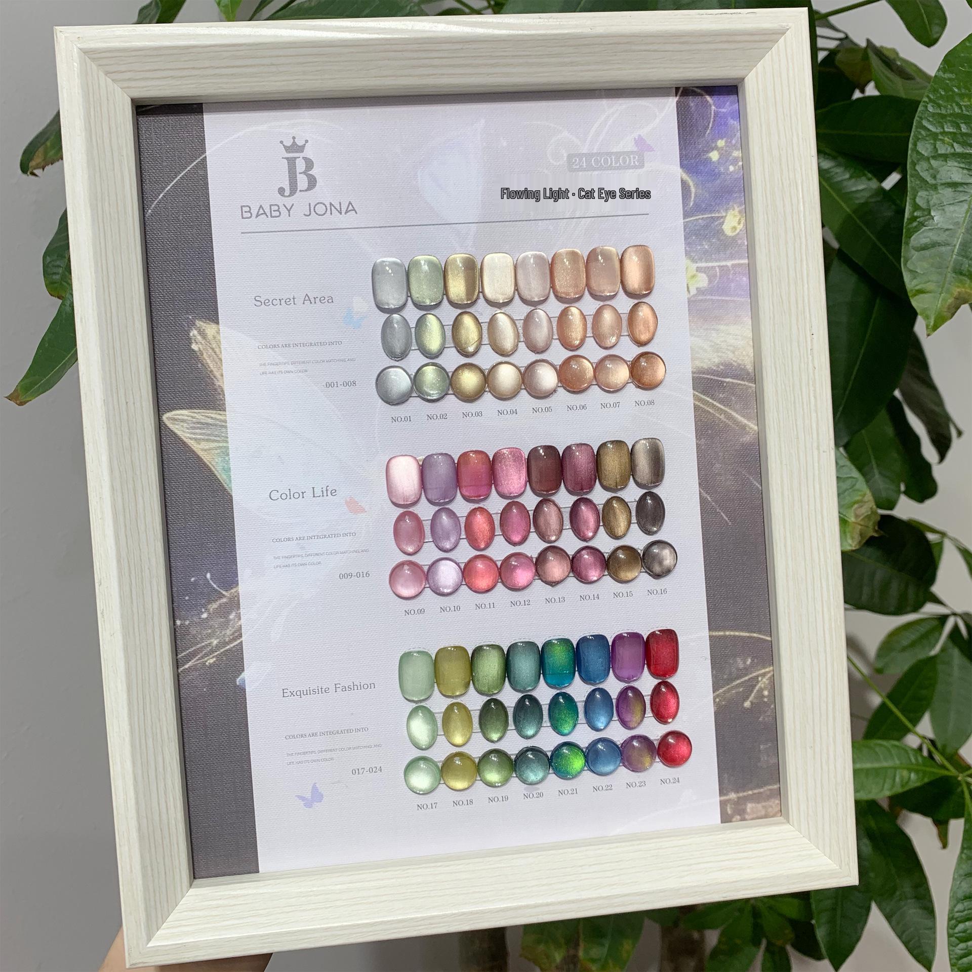 

Qiaona 24-Color Luminous Cat Eye Nail Gel Set with High-Density Sparkle Glass Beads