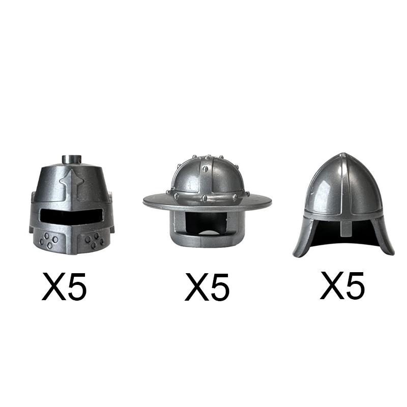 MOC Medieval Castle Knight Figures Waffen Accessories Flame Helmet Shoulder Armor Sword Toy