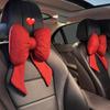 Ribbon Bow Ribbon Bow Car Neck Pillow Linen Linen Bow Car Headrest   Car Interior Accessories
