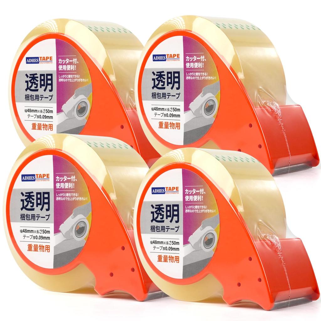 ADHES Transparent Packaging OPP Adhesive Tape with Dispenser Tape, Tape,